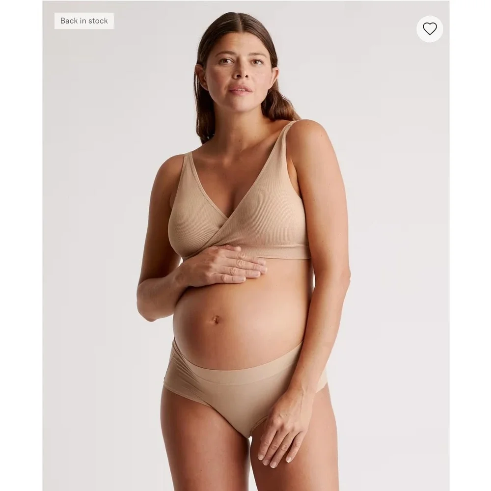Quince Nursing Lounge Bra 2-Pack Womens XL Beige Seamless Wireless crossover